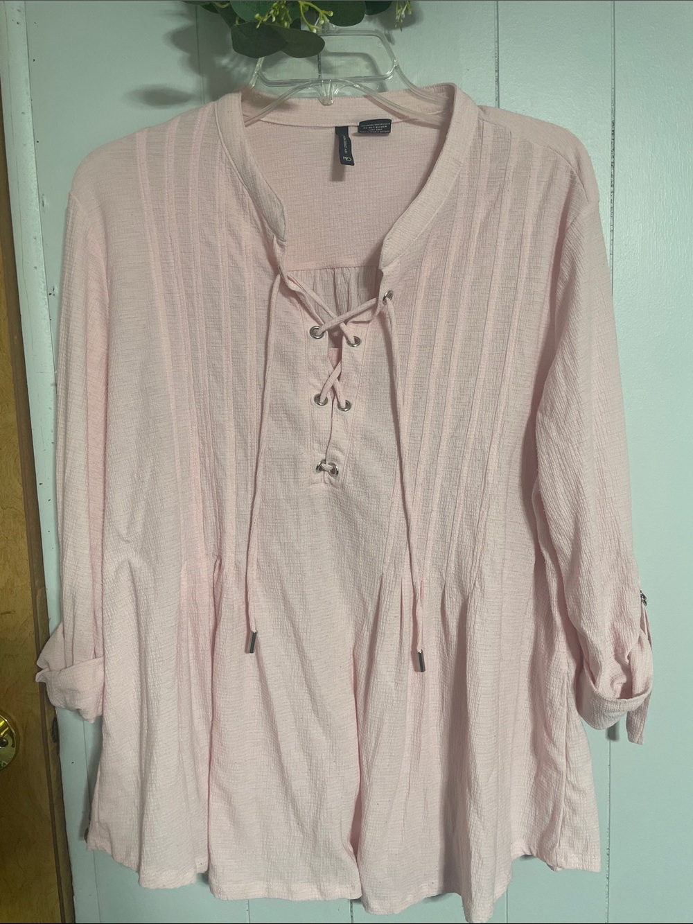 St. John's Bay Light Pink Lace-Up Peasant Tunic